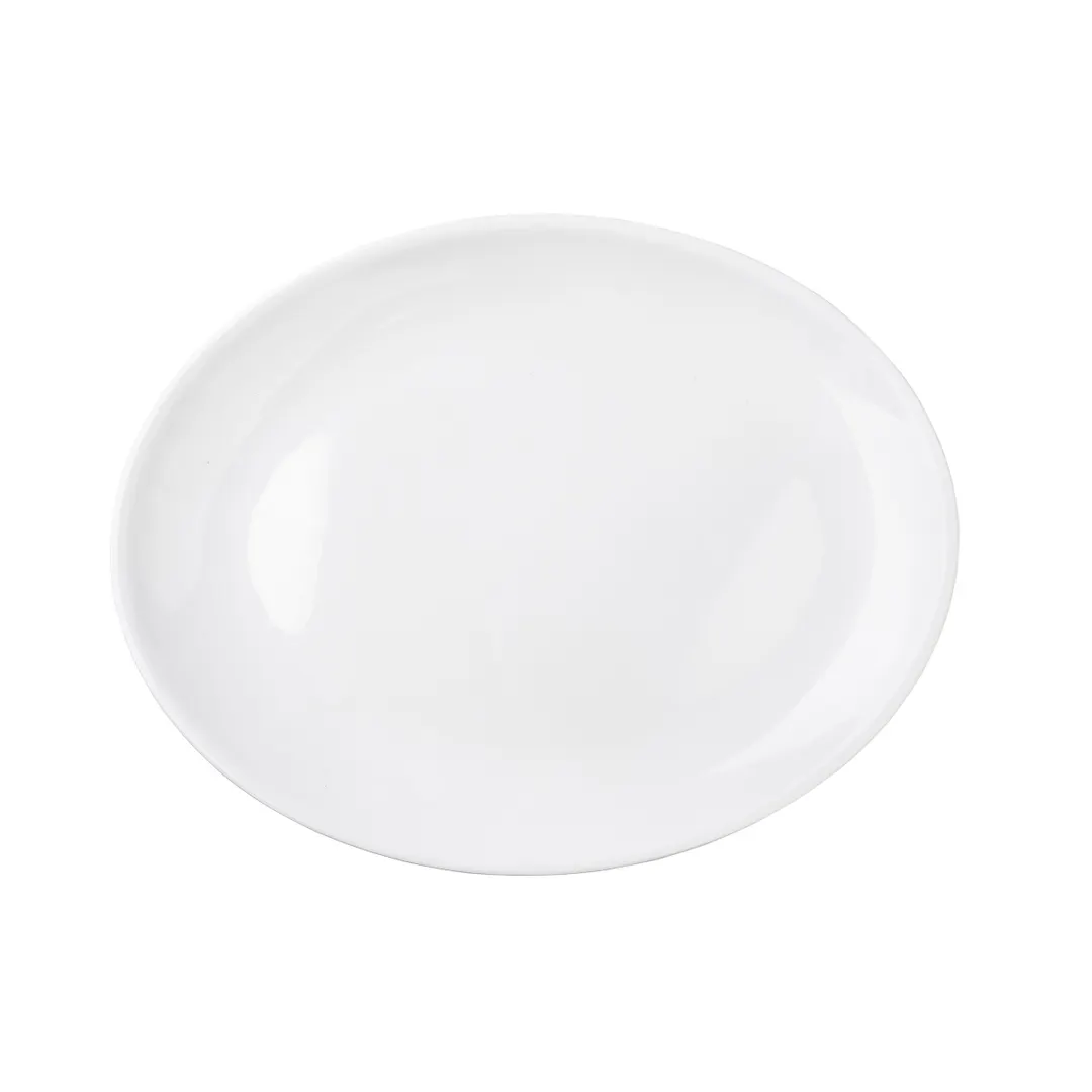 TableCraft Products 11526 Sierra Oval Platter, 14¼" x 11¼" White Melamine, Dishwasher Safe