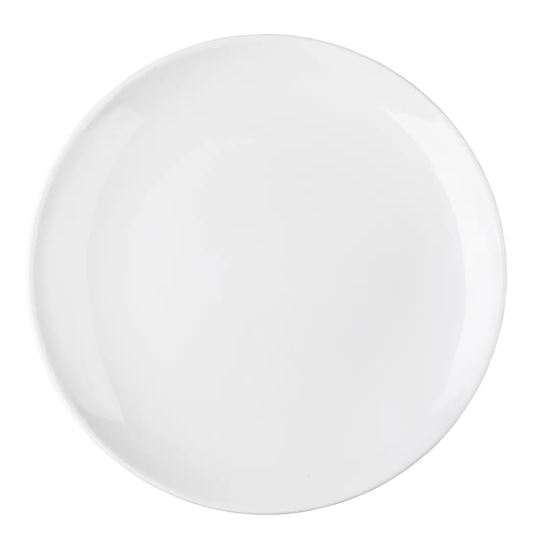 TableCraft 11532 - Sierra 14" White Round Melamine Serving Platter, Dishwasher Safe, NSF