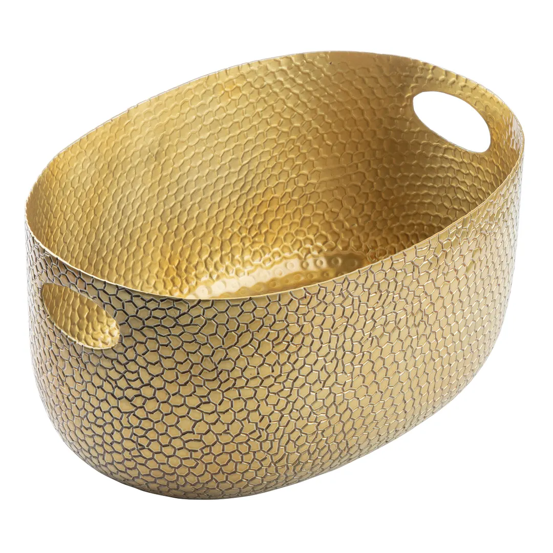 TableCraft Products 11571 Beverage Tub, 2.5‑Gallon, 15.25" x 10.75" x 7.5", Aluminum, Gold Powder