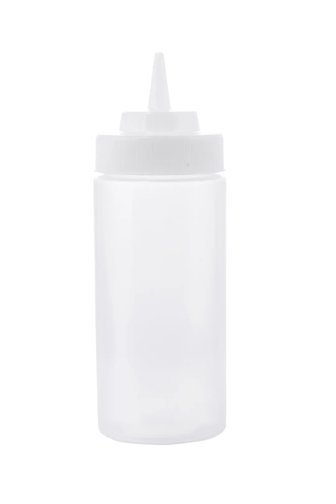 TableCraft 11663C-1 Squeeze Bottle, 16oz Clear Polyethylene, 63mm Standard Tip, Clear Cap