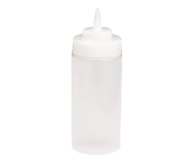 TableCraft 11663C WideMouth Squeeze Bottle, 16oz Clear Polyethylene, 63mm Opening, Single Cone Tip