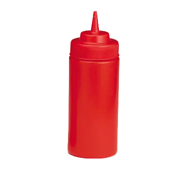 TableCraft 11663K Squeeze Bottle – 16oz Wide Mouth, Red, Polyethylene, Dishwasher Safe, NSF, USA