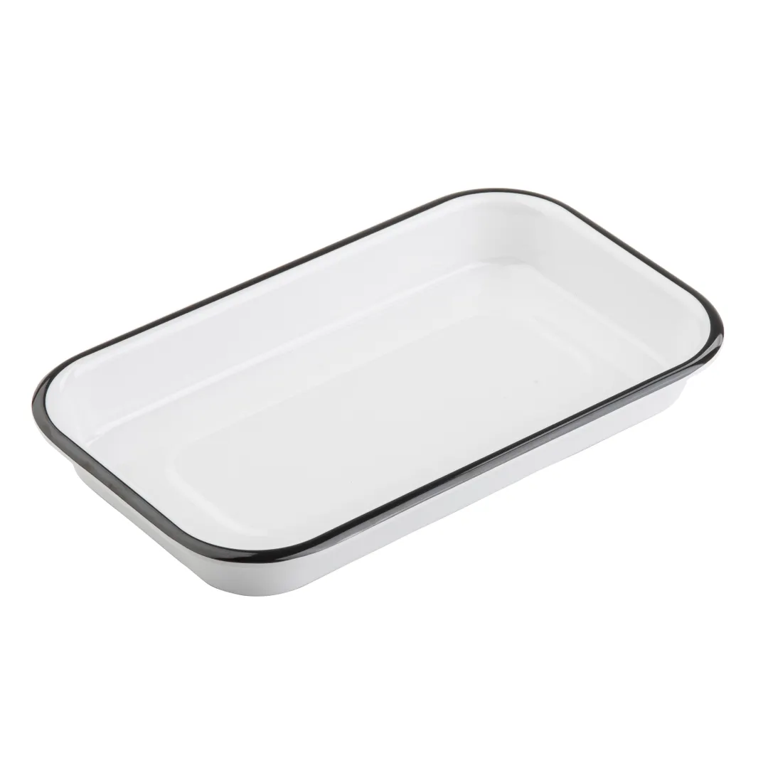 TableCraft Products 11671 Sheet Pan, 10-1/8" x 6" x 1-1/8", White/Black, Melamine, Glazed