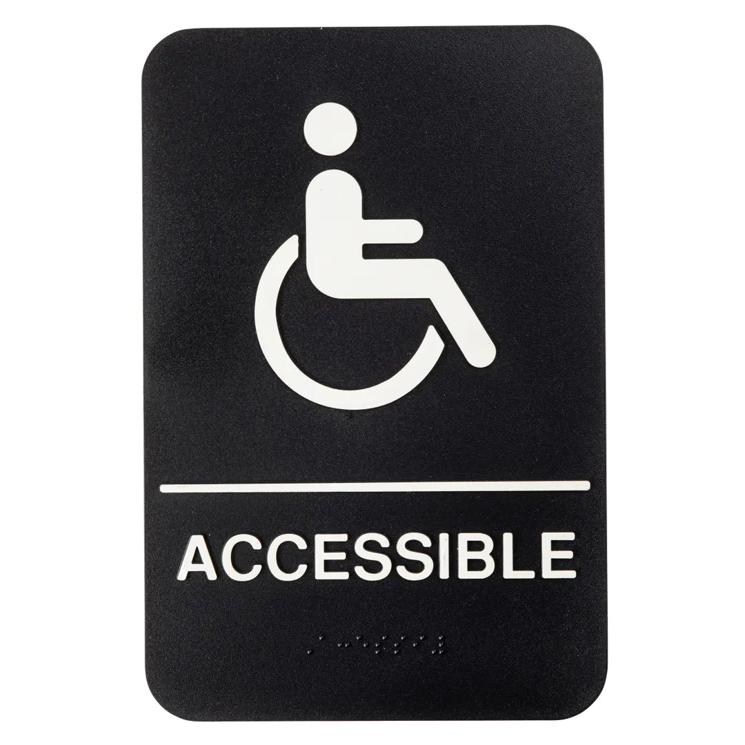 TableCraft 11675 Accessible Wheelchair Sign, 6" x 9", Polystyrene, Black & White, Dishwasher Safe