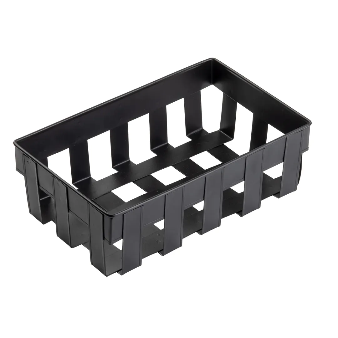 TableCraft 11695 Metal Basket, 12-3/4"W x 10-1/2"D x 4-1/4"H, Black Galvanized Steel, Rectangular