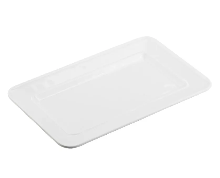 TableCraft 11772 - Ridge Collection White Melamine Rectangular Serving Platter, 13" W x 8" D