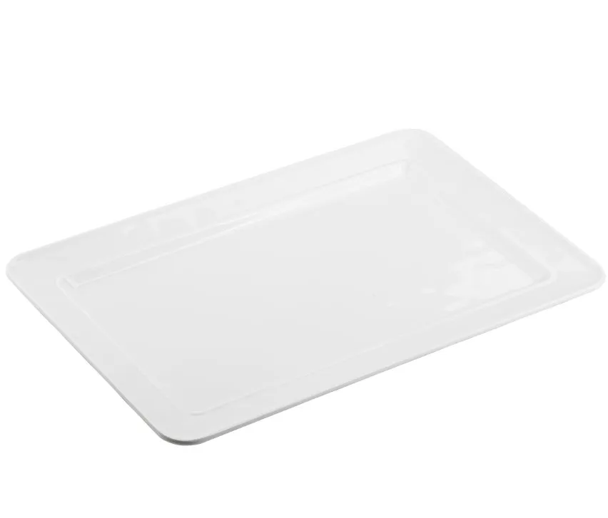 TableCraft Products 11773 - Ridge Collection Platter, 17" x 11" x 1" Rectangular Melamine White