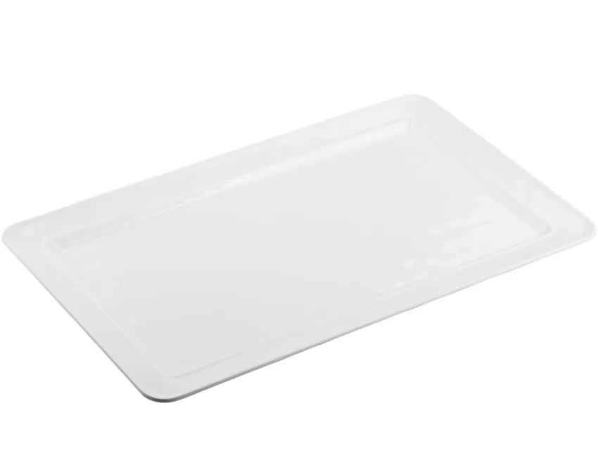 TableCraft 11774 - Ridge Collection White Melamine Rectangular Platter, 21" x 13" x 1"