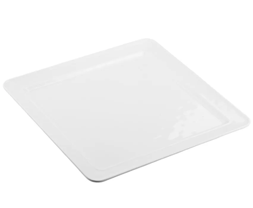 TableCraft Products 11776 - Ridge Collection Square Serving Platter, 16" x 16" x 1" Melamine, White