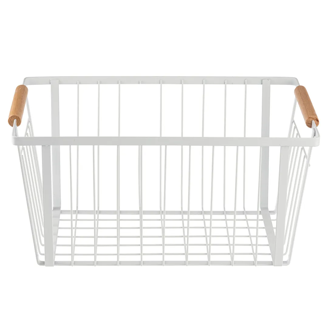TableCraft Products 11786 - Steel Display Basket, 13-1/2" W x 9" D x 6-5/8" H, Wooden Handles - 1/Each