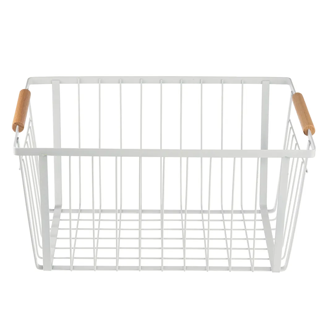 TableCraft Products 11787 Storage Basket, 14½" W x 10¼" D x 7¼" H, Steel Handles, White