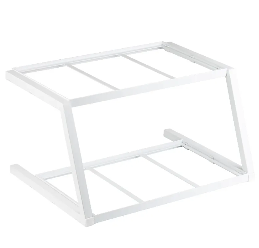 TableCraft 11796 Display Stand – 2‑Tier Trapezoid, 23.5"W x 17.75"D x 13"H, Coated White Steel