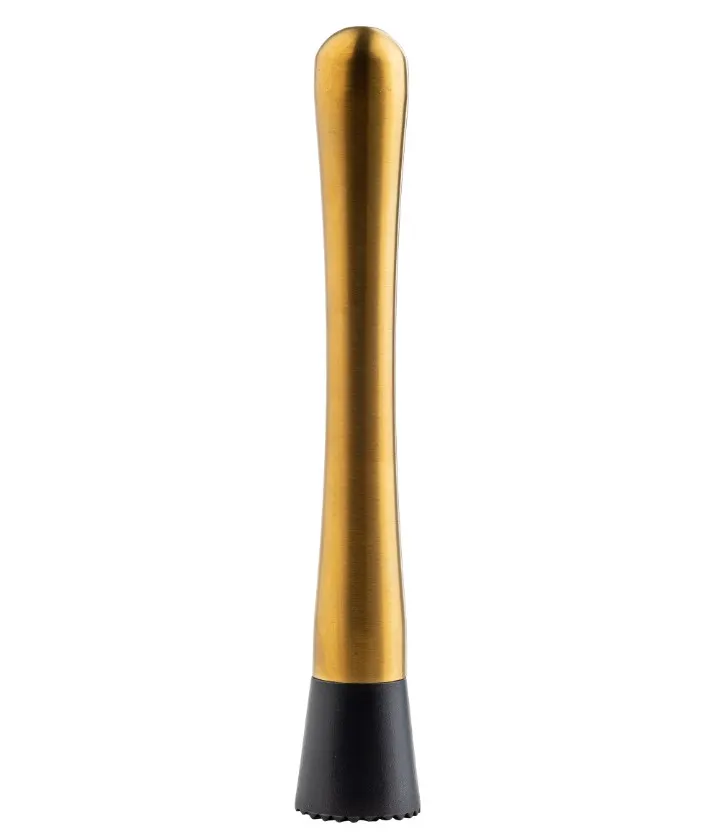 TableCraft 11814 Muddler - 8" 18/8 Stainless Steel, Gold, 1.375" W x 1.375" D, 8.125" H