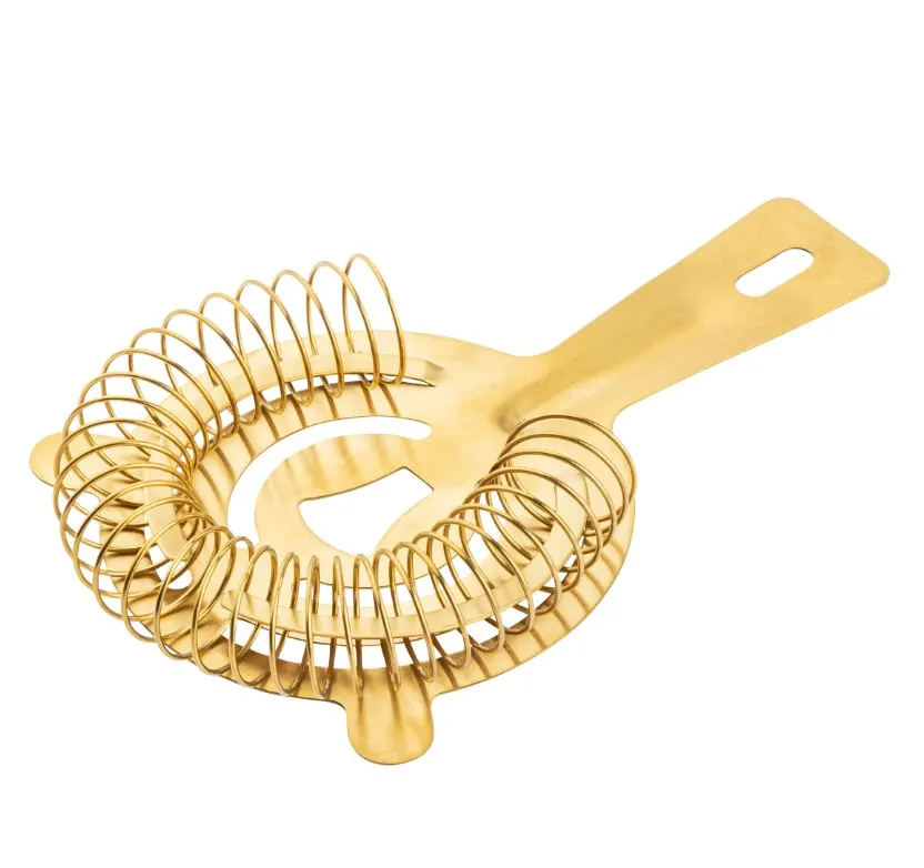 TableCraft Products 11815 2-Prong Cocktail Strainer, 5.75"W x 3.625"D x 0.875"H, Stainless Steel Gold