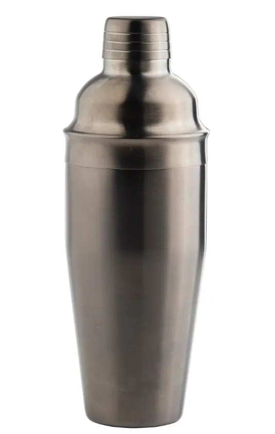 TableCraft 11823 Cocktail Shaker – 24 oz, 3-Piece, 18/8 Steel, Gunmetal, 3.375"W×3.375"D×9.5"H