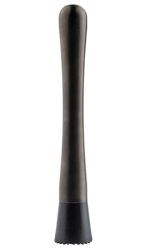 TableCraft Products 11824 Muddler – 8" Gunmetal 18/8 Steel, 1.375" W x 1.375" D, 8.125" H, Plastic