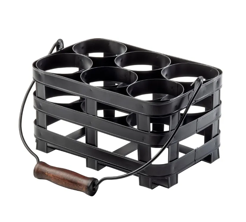 TableCraft 11847 Bar Caddy - 9.875"W x 7"D x 6.75"H, 6-Bottle, Galvanized Steel, Black