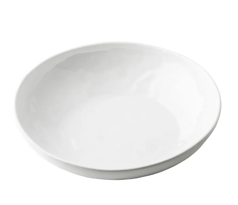 TableCraft 11865 - 24oz White Melamine Serving Bowl, 9"W x 9"D x 2"H, Round, High Gloss