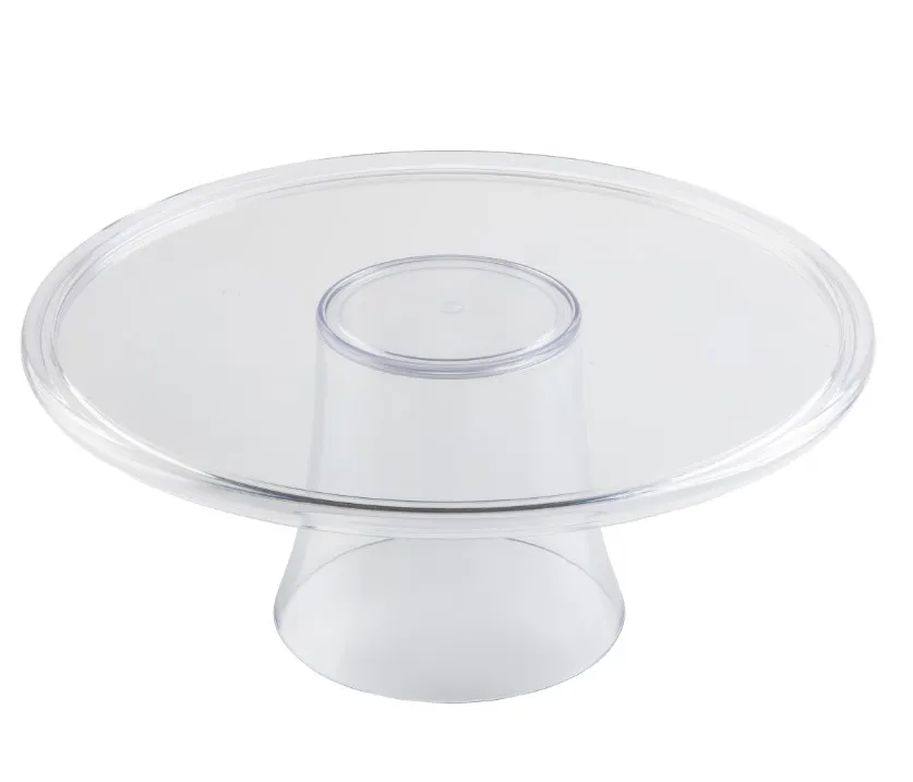 TableCraft Products 11885 Clear Styrene Cake Stand, 12.75"W x 12.75"D x 5.25"H, Round Display Riser