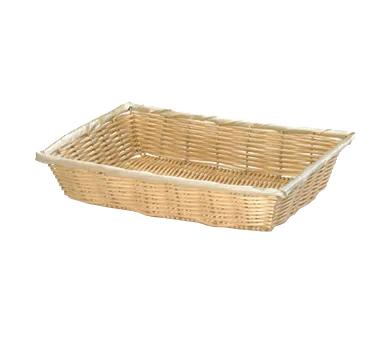 TableCraft Products 1188W Hand-Woven Rectangular Basket, 14" x 10" x 3", Natural Polypropylene Cord