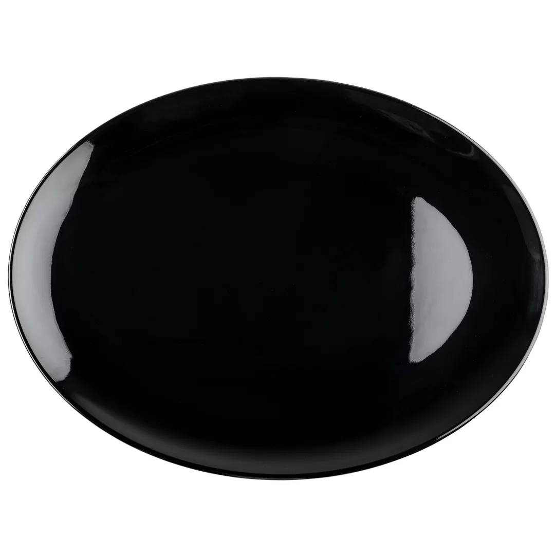 TableCraft Products 12030 - Sierra Collection Oval Melamine Platter, 18"x13.75"x1.25", Black