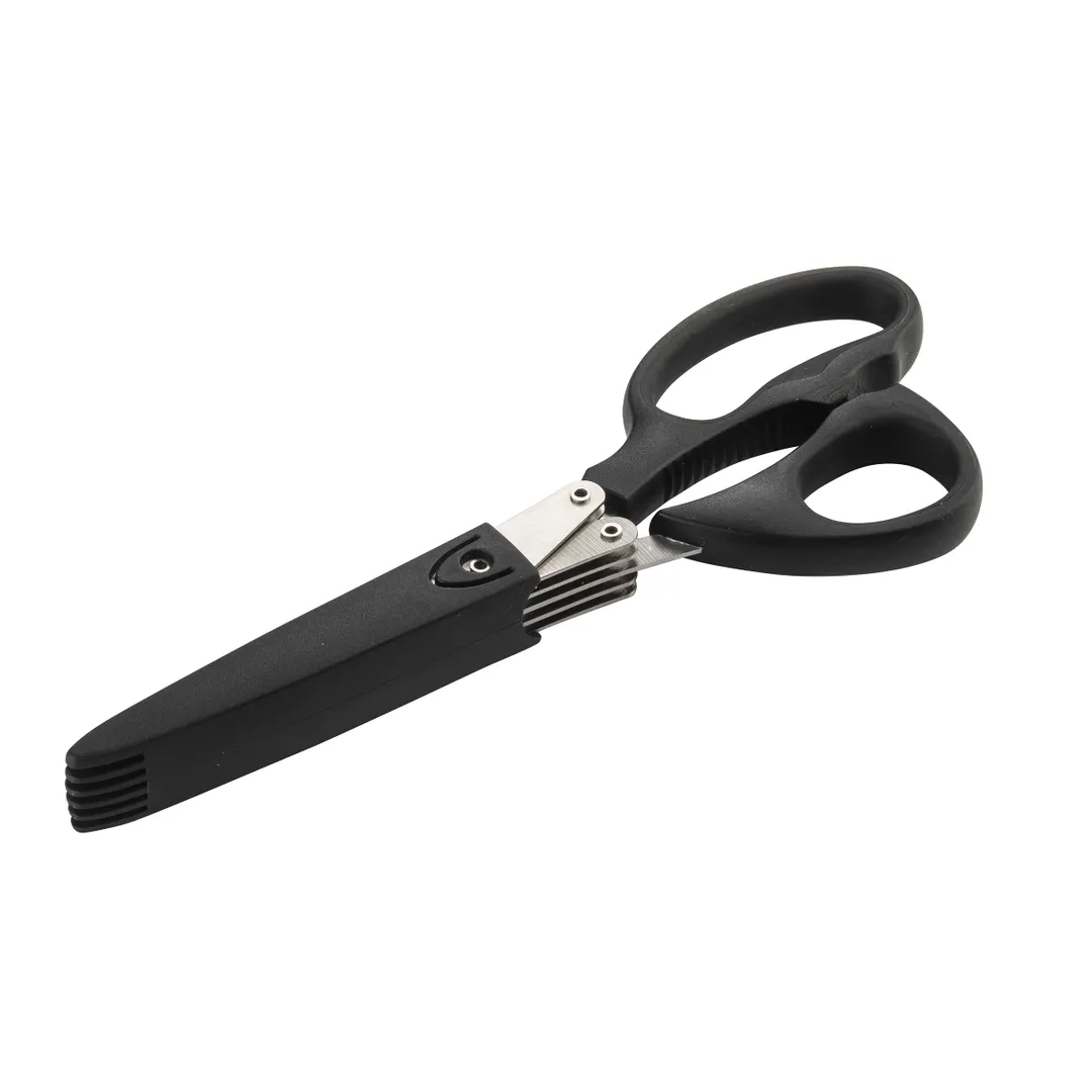 TableCraft Products 12032 PerfectGrip Herb Scissors 8.25"x3.25"x.75" Black Handle Stainless Steel