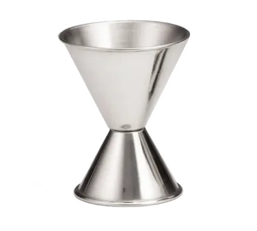 TableCraft 1206 - 1 oz / 2 oz Stainless Steel Bar Jigger, Rolled Edge, Dishwasher Safe, 18/8