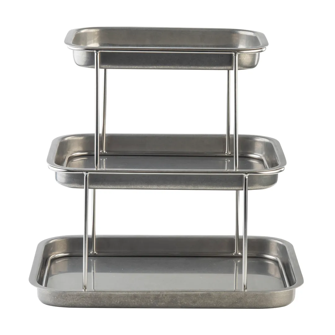TableCraft Products 12064 - 3-Tier Sharing Tower Display Stand, 14.75"x10.75"x13.75", Stainless Steel