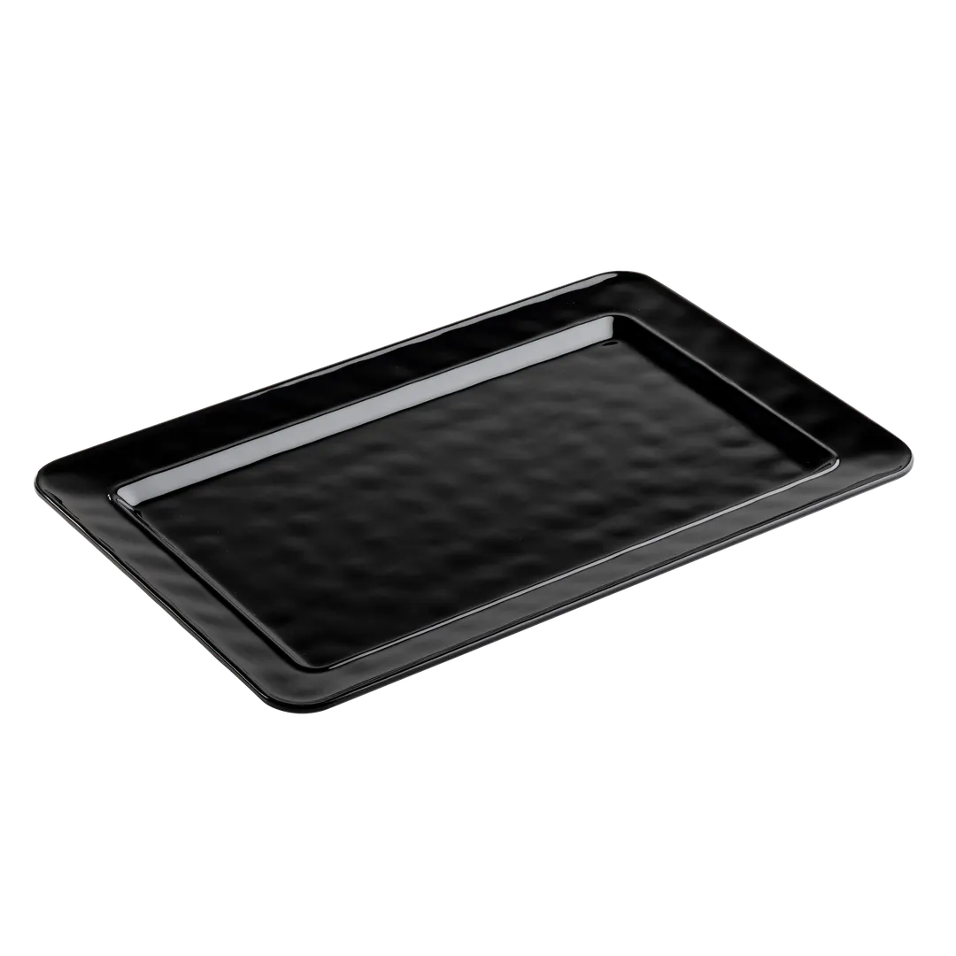 TableCraft Products 12069 - Ridge Collection Black Melamine Platter, 17" x 11" x 1", Rectangular