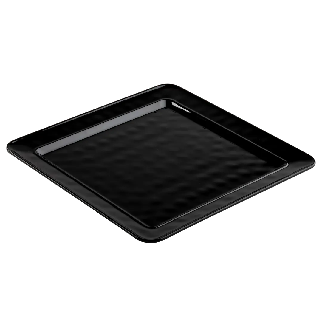TableCraft Products 12071 - Ridge Collection Serving Platter, 14" x 14" x 1", Square Melamine, Black
