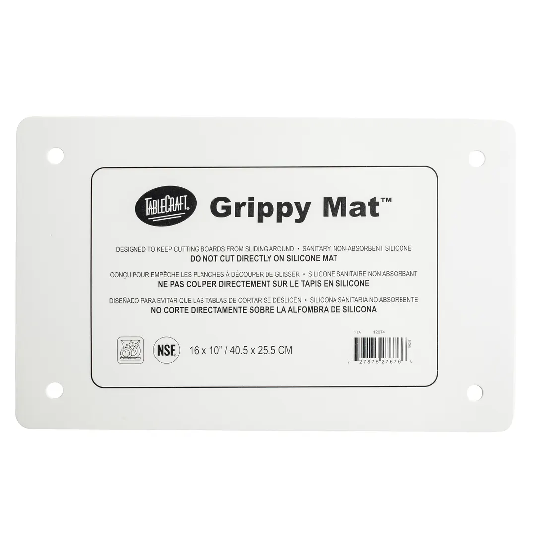 TableCraft Products 12074 Grippy Mat Cutting Board, 16"x10", 2mm Thick, White, Anti-Slip
