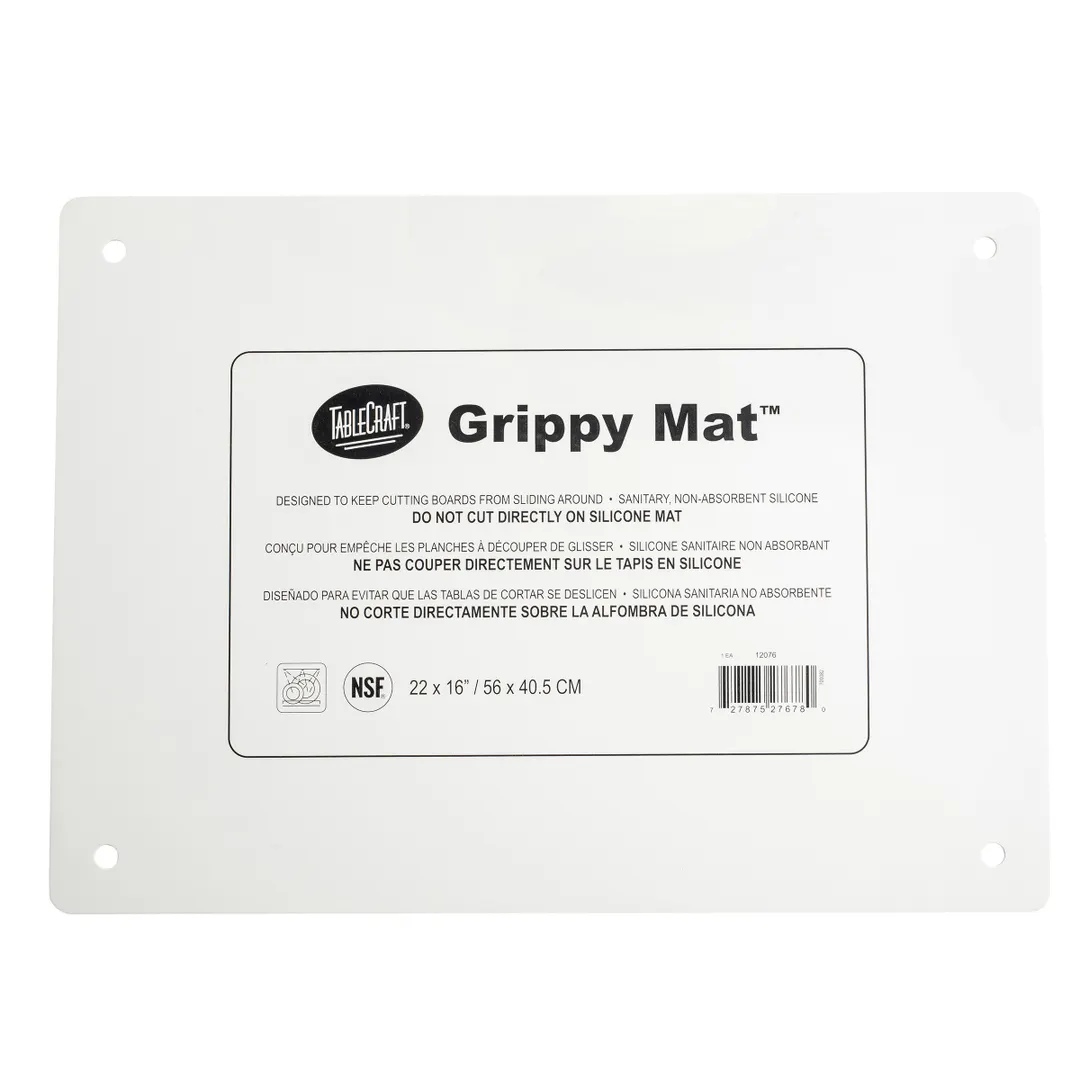 TableCraft 12076 Grippy Mat 22"x16" 2mm Thick White Anti‑Slip Silicone Cutting Board Mat