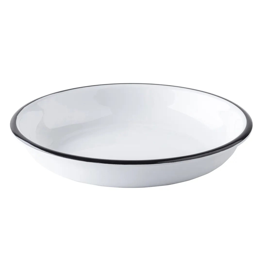 TableCraft Products 12081 Round Coupe Bowl, 24 oz (3/4 Qt), 9" x 9" x 1.5" Melamine, White/Black