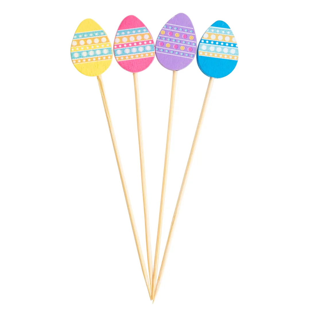 TableCraft Products 12139 - Bamboo Food Picks, Egg Shape, 5/8" x 1/4" x 4-1/2" - 100/Pack