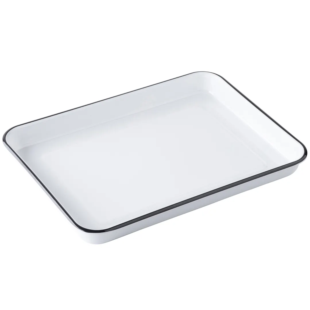 TableCraft Products 12161 Canteen Tray – 16" x 11.5" x 1.5" Rectangular Melamine White Platter
