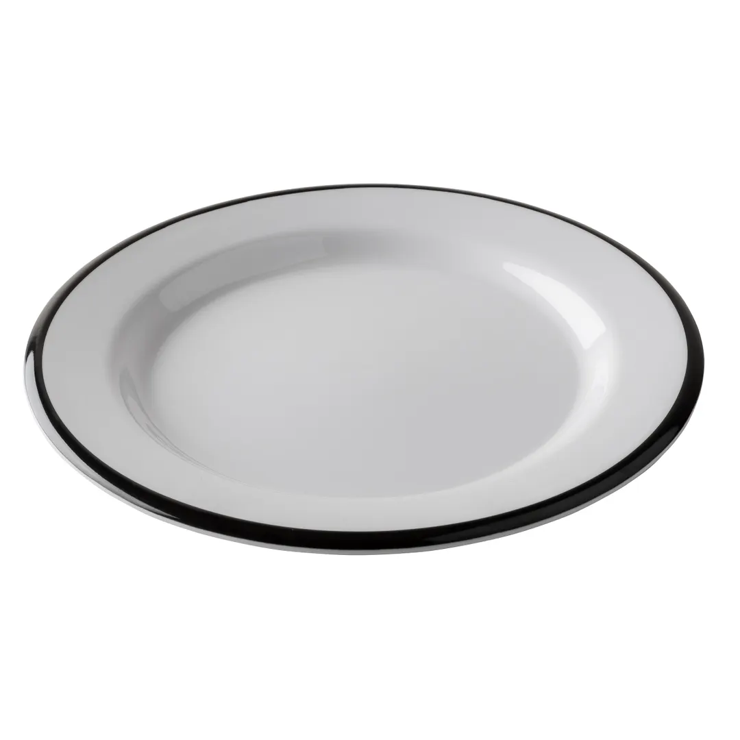TableCraft 12165 White Melamine Round Plate, 7.875" x 7.875" x 0.625", Medium Rim