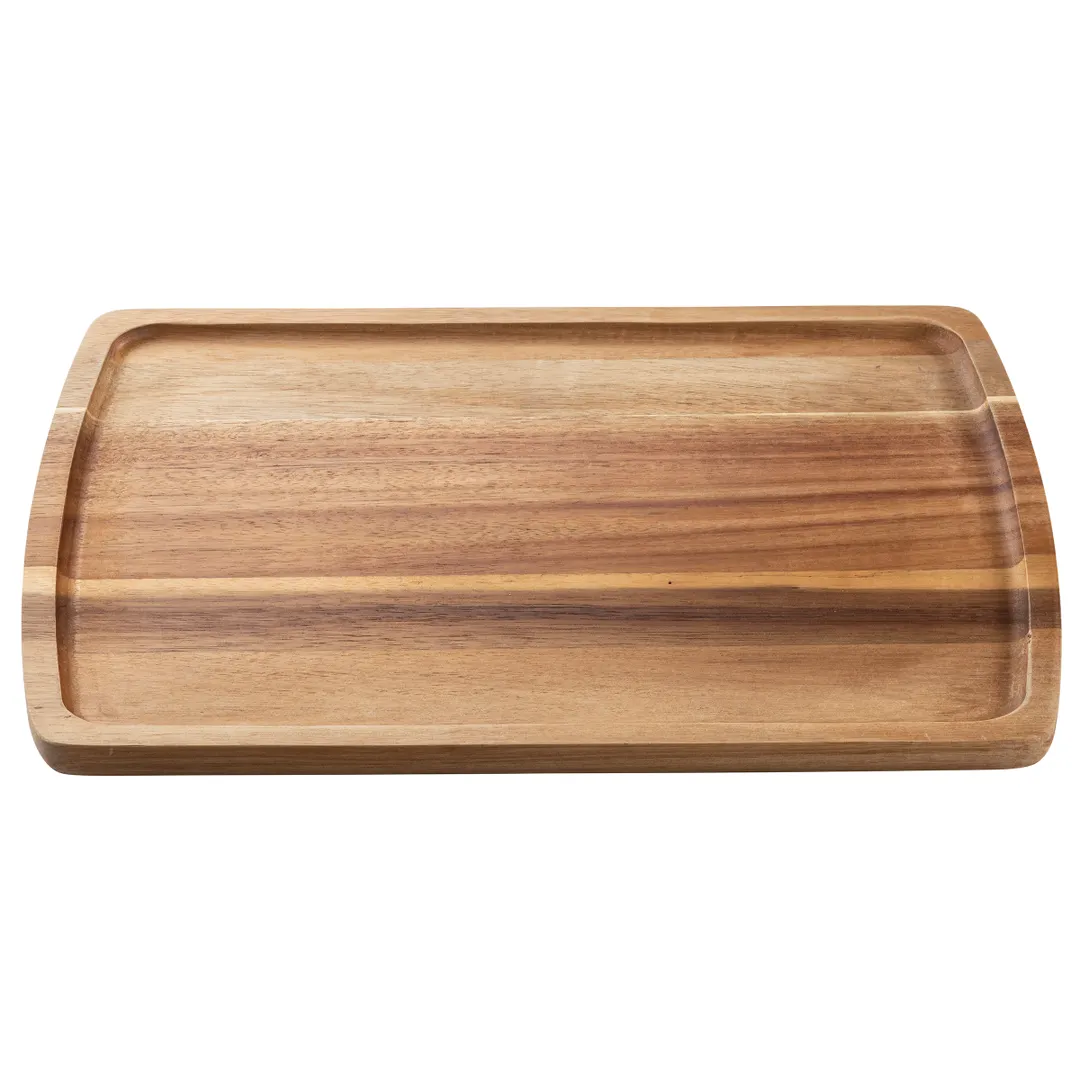 TableCraft Products 12183 Acacia Board Plate – 11" x 8" x 0.5", Rectangular Wooden Plate