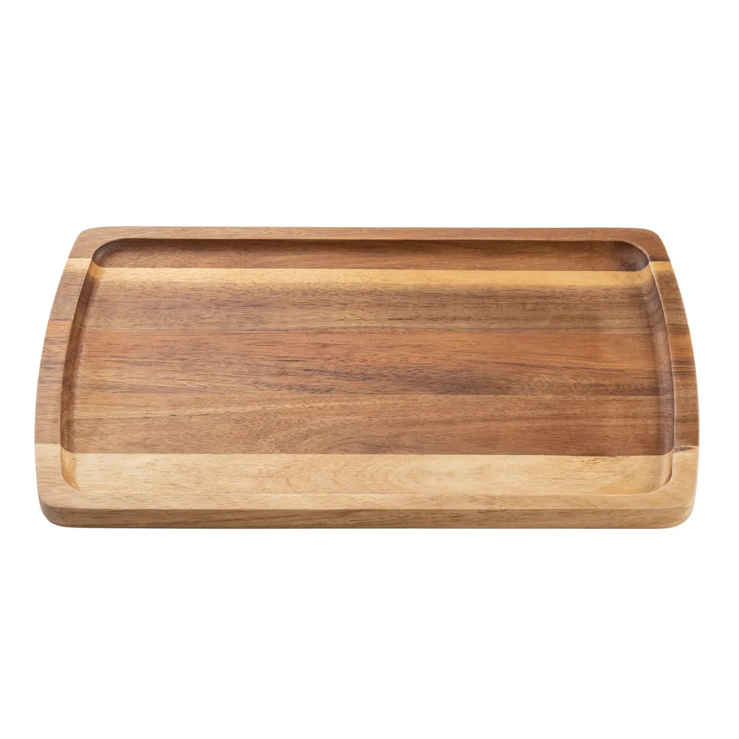 TableCraft Products 12184 - Acacia Collection Plate, 13" x 10" x 0.75", Rectangular Acacia Wood