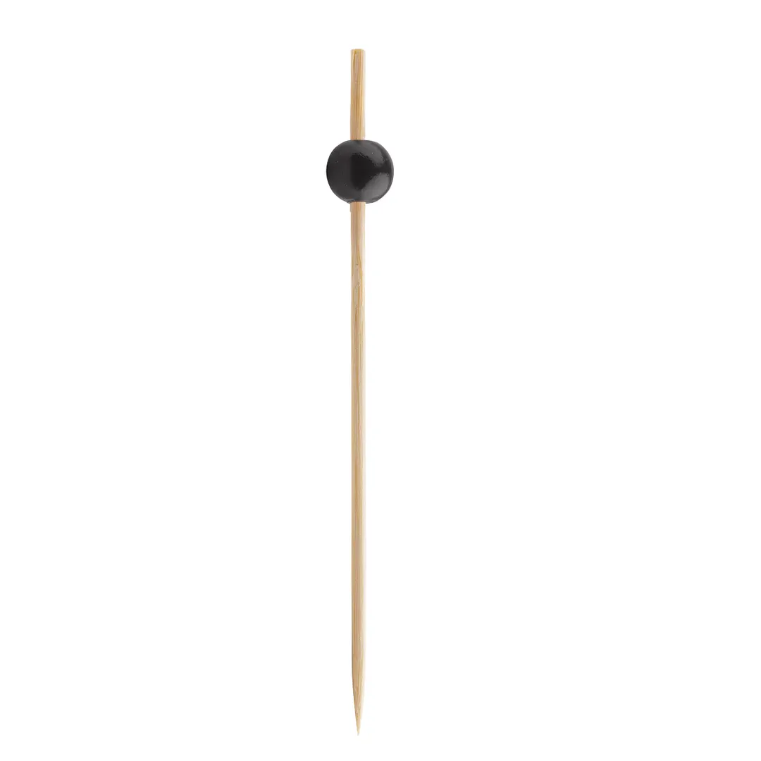 TableCraft Products 12208 - 100 Bamboo Ball Picks, 0.4375" x 0.4375" x 4.5", Black, 100/Pack