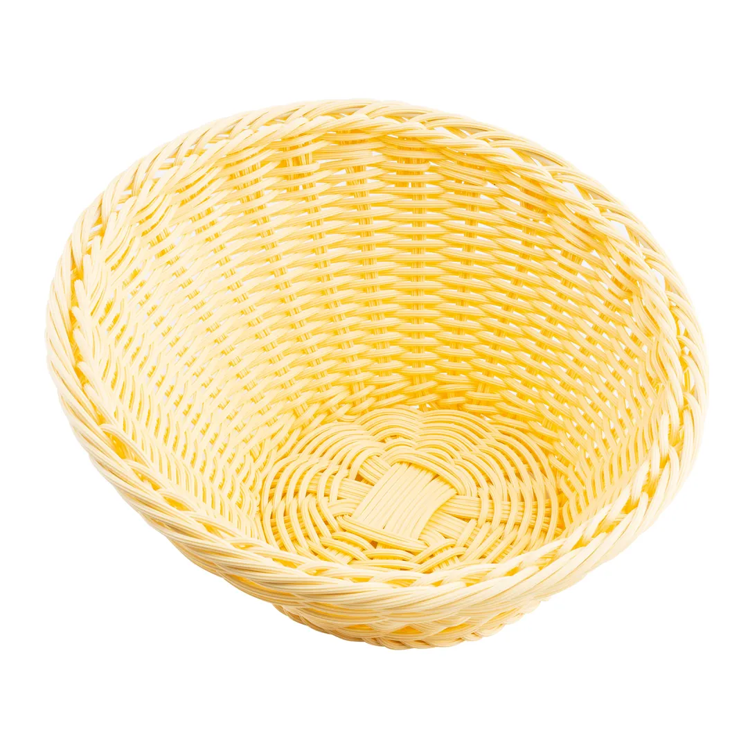 TableCraft Products 12250 - Natural Polypropylene Serving Basket, 10" x 10" x 5", Round Angled