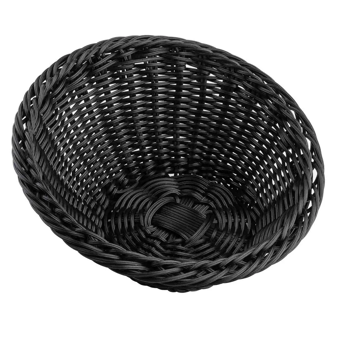 TableCraft Products 12251 - Round Polypropylene Food Serving Basket, 10" x 10" x 5", Black