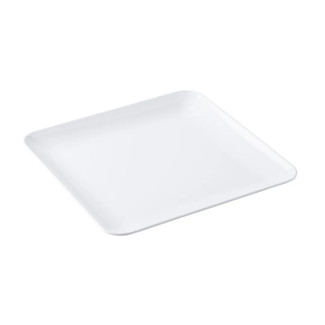 TableCraft Products 12285 Sierra Collection Square Serving Platter, 14" x 14" x 1.25" White Melamine