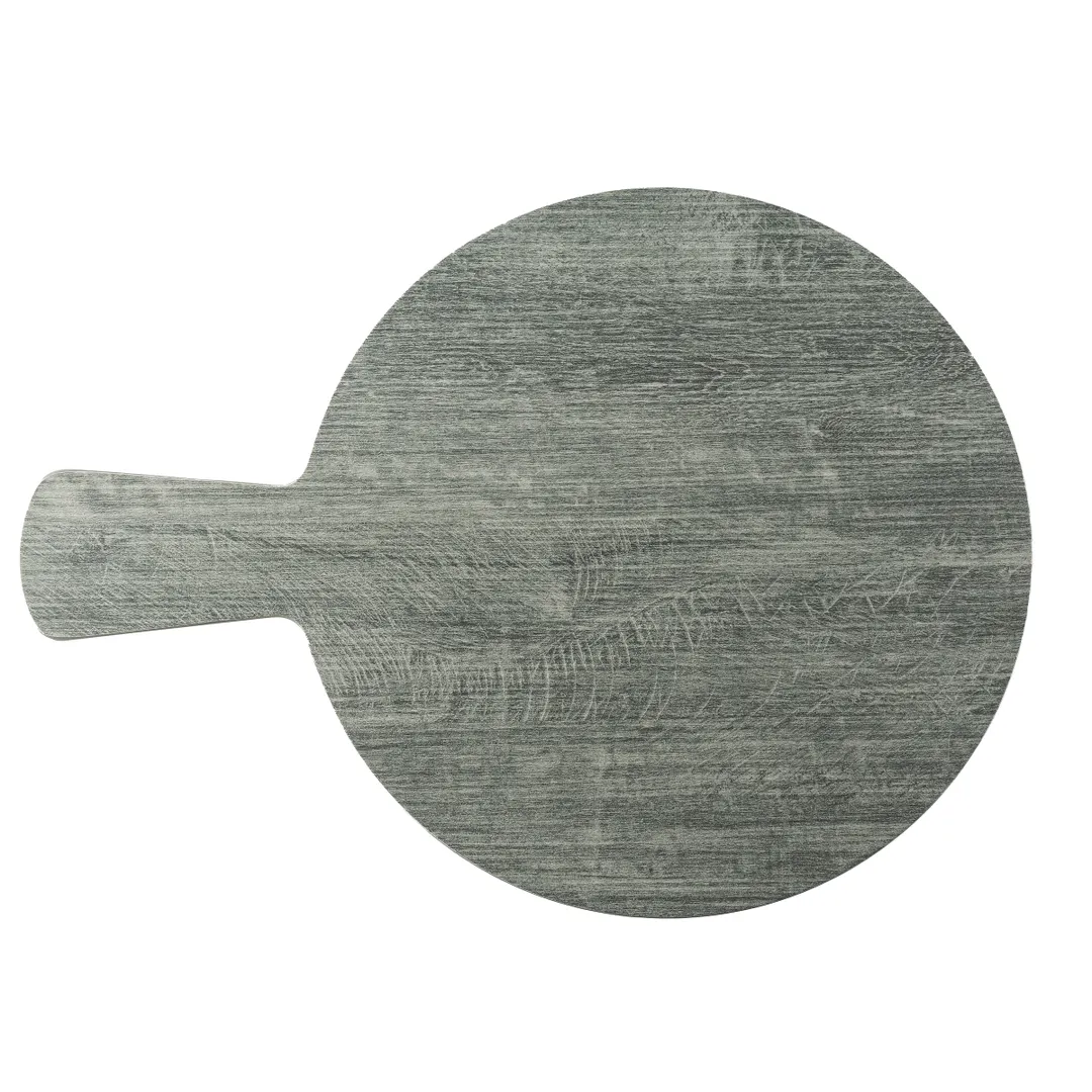 TableCraft 12451 - Smokehouse Melamine Serving Paddle, 13.75" x 10" x 0.625", Round, Gray, Decaled