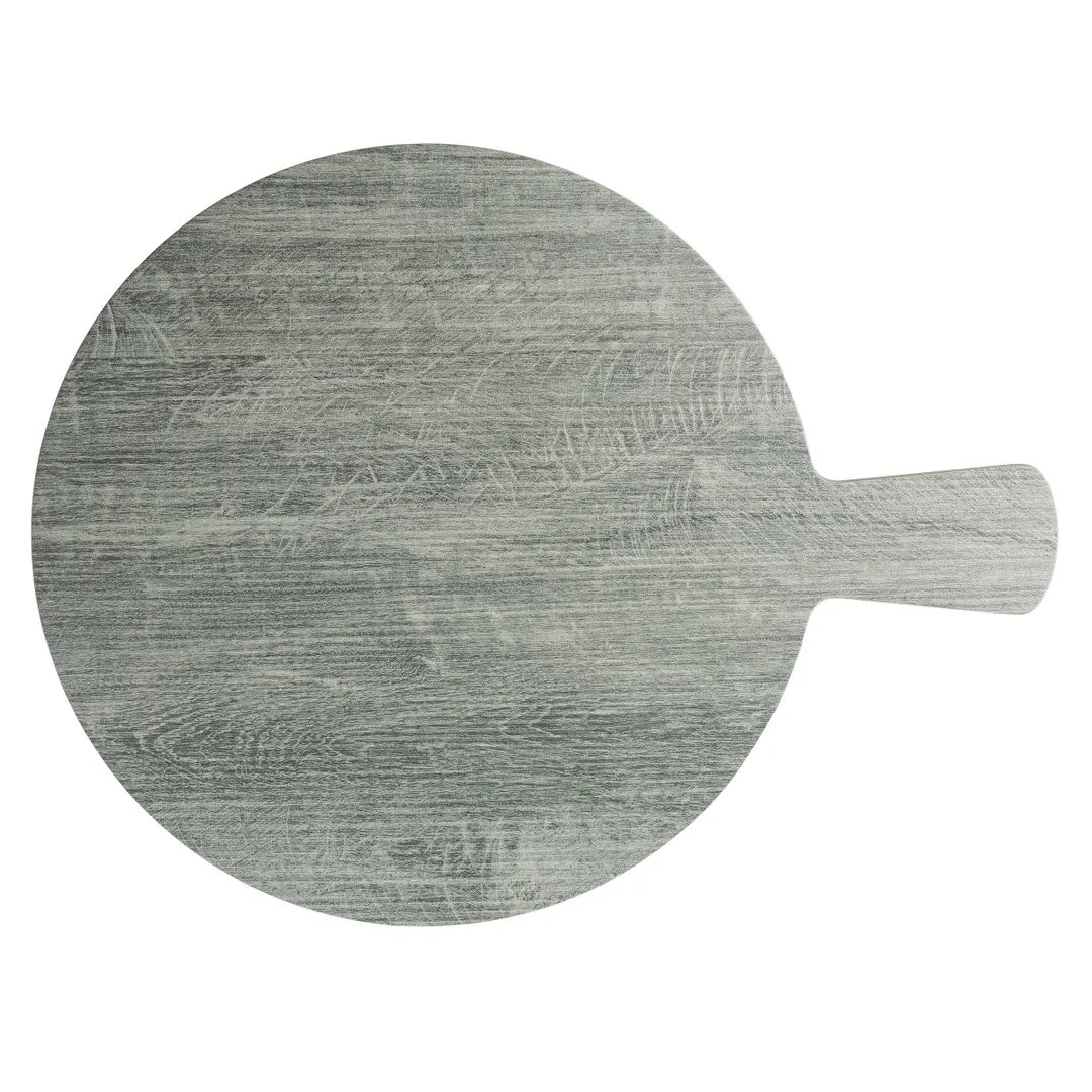 TableCraft 12452 - Smokehouse Melamine Serving Paddle, 15.75”x12”x0.625”, Round, Gray, 4.5” Handle