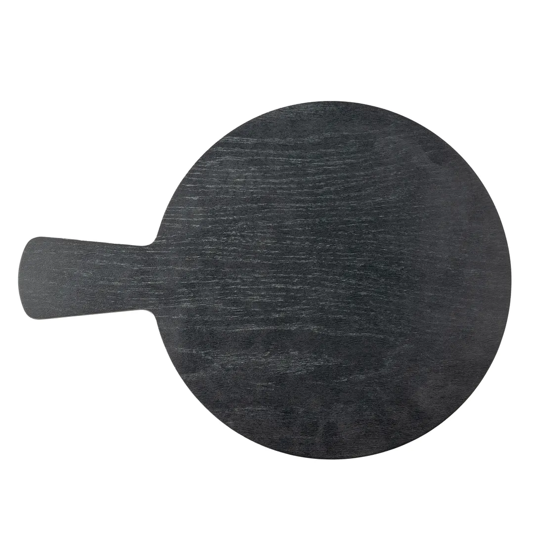 TableCraft 12455 Onyx Melamine Serving Paddle, 13.75" x 10" x 0.625", Round, Black Decaled, 4.5" Handle