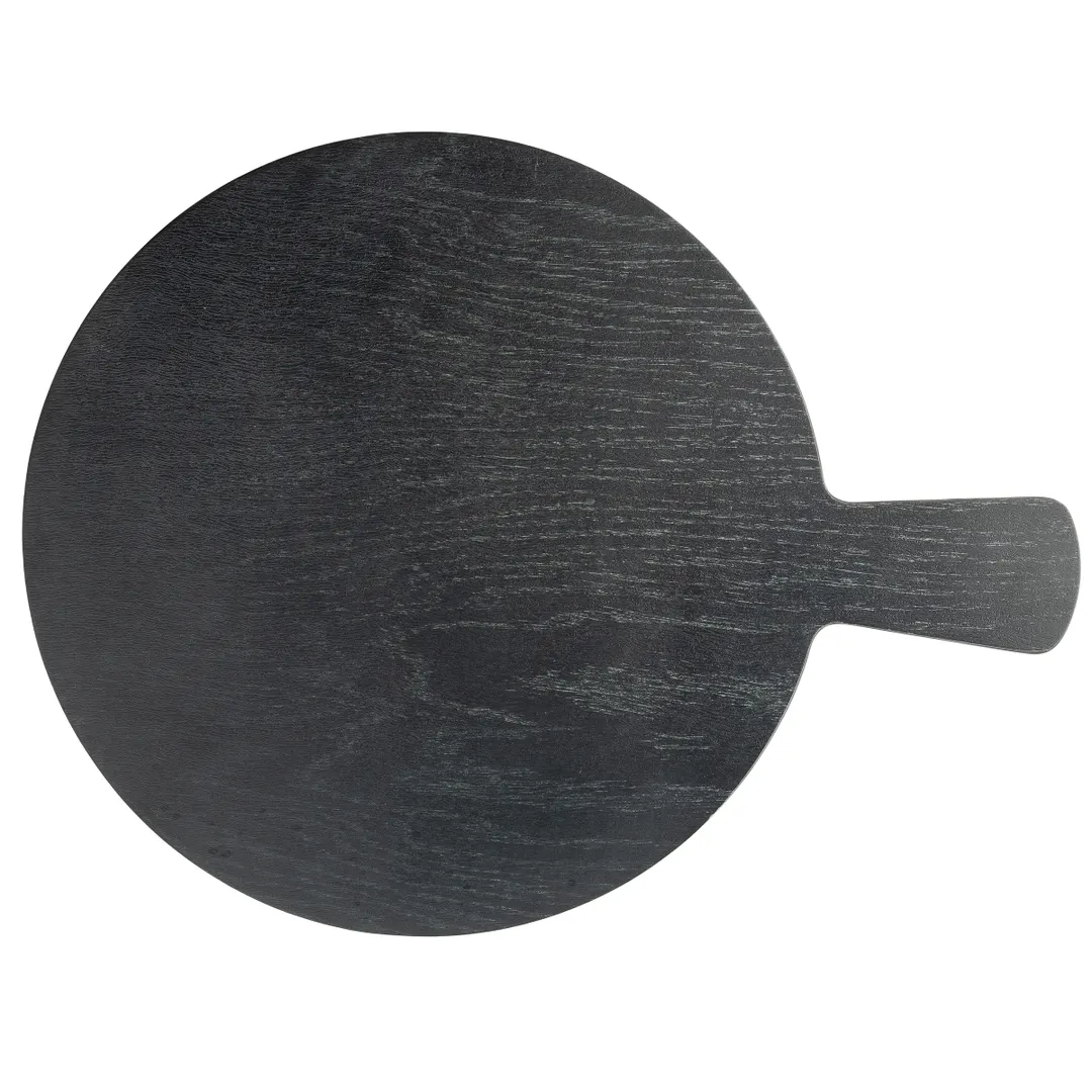 TableCraft 12456 Onyx Melamine Serving Paddle, 15.75" x 12" Tray, 0.625" Black, 4.5" Handle
