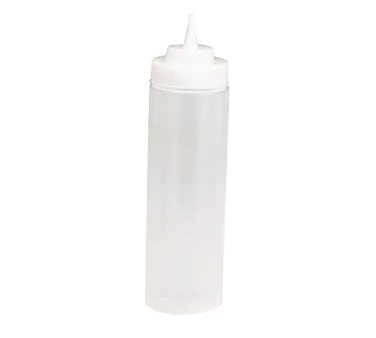 TableCraft 12463C Squeeze Bottle – 24oz Clear Polyethylene, Wide Mouth, Cone Tip, NSF
