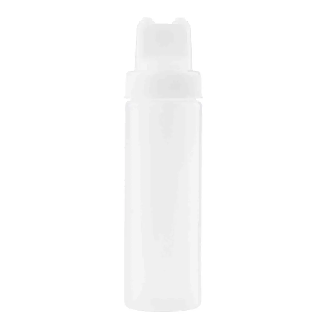 TableCraft 12463C2 Widemouth Squeeze Bottle, 24 oz, 63mm Opening, Double Tip, Clear LDPE, Clear Cap