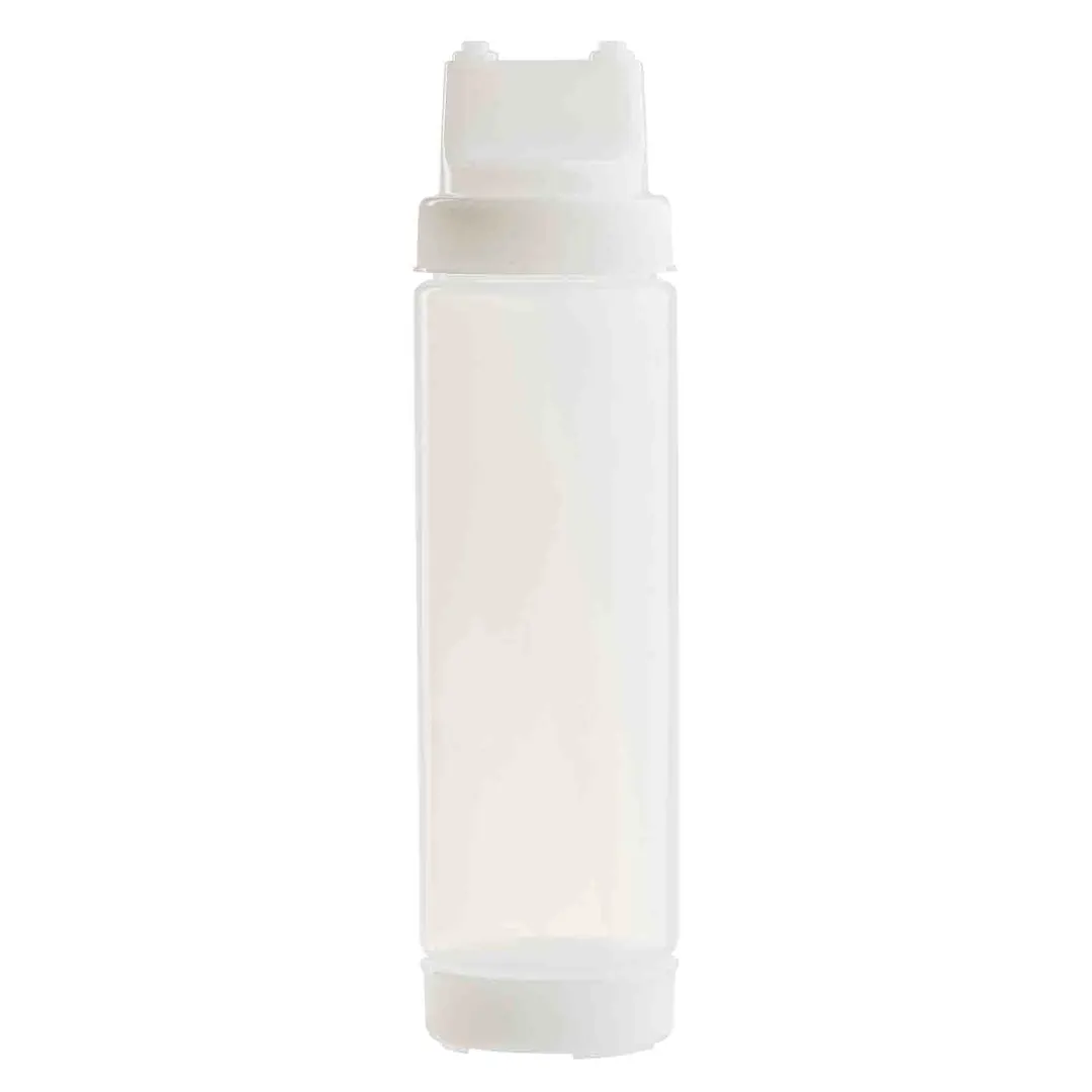 TableCraft 12463C2F Dualway Squeeze Bottle 24 oz 63mm Mouth Double Tip Clear LDPE Clear/White Cap