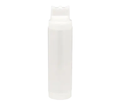 TableCraft 12463C3F Dual-Way WideMouth Squeeze Bottle, 24oz Clear, 63mm Opening, Triple Tip